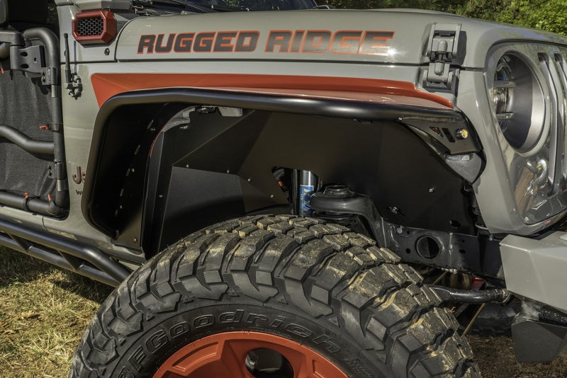 Load image into Gallery viewer, Rugged Ridge Inner Fender Liners Frnt Aluminum Black 18-20 Jeep Wrangler JL
