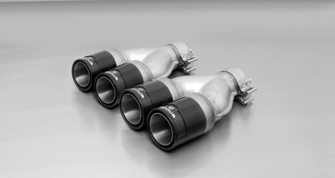 Remus 2006 Peugeot 207 1.4L/1.6L 84mm Black Chrome Straight w/Carbon Insert Tail Pipe Set (Pair)