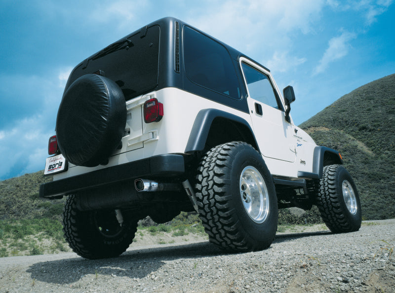 Load image into Gallery viewer, Borla 97-99 Jeep Wrangler 2.5/4.0L w/o Hitch Cat-Back 2.25in Single Sqr Angle Cut Phntm Rear
