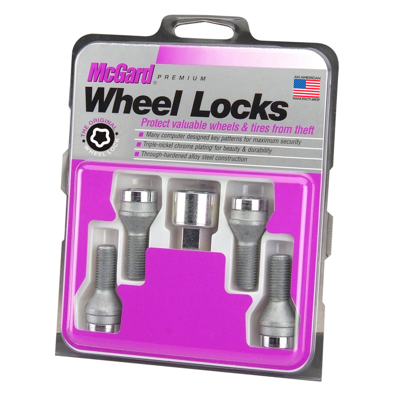 Load image into Gallery viewer, McGard Wheel Lock Bolt Set - 4pk. (Cone Seat) M12X1.5 / 21mm Hex / 36.3mm Shank Length - Chrome
