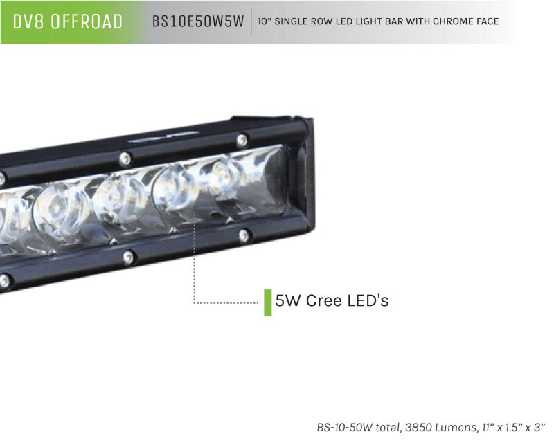 Load image into Gallery viewer, DV8 Offroad SL 8 Slim 10in Light Bar Slim 50W Spot 5W CREE LED - Black
