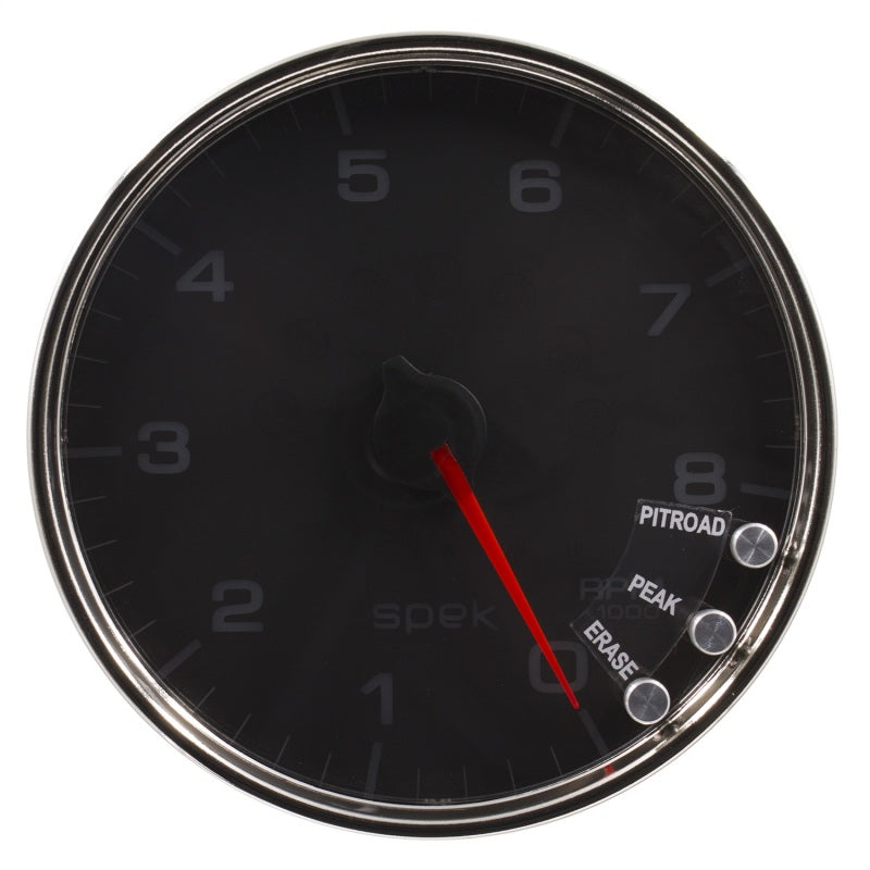 Load image into Gallery viewer, Autometer Spek-Pro Gauge Tachometer 5in 8K Rpm W/Shift Light &amp; Peak Mem Black/Chrome
