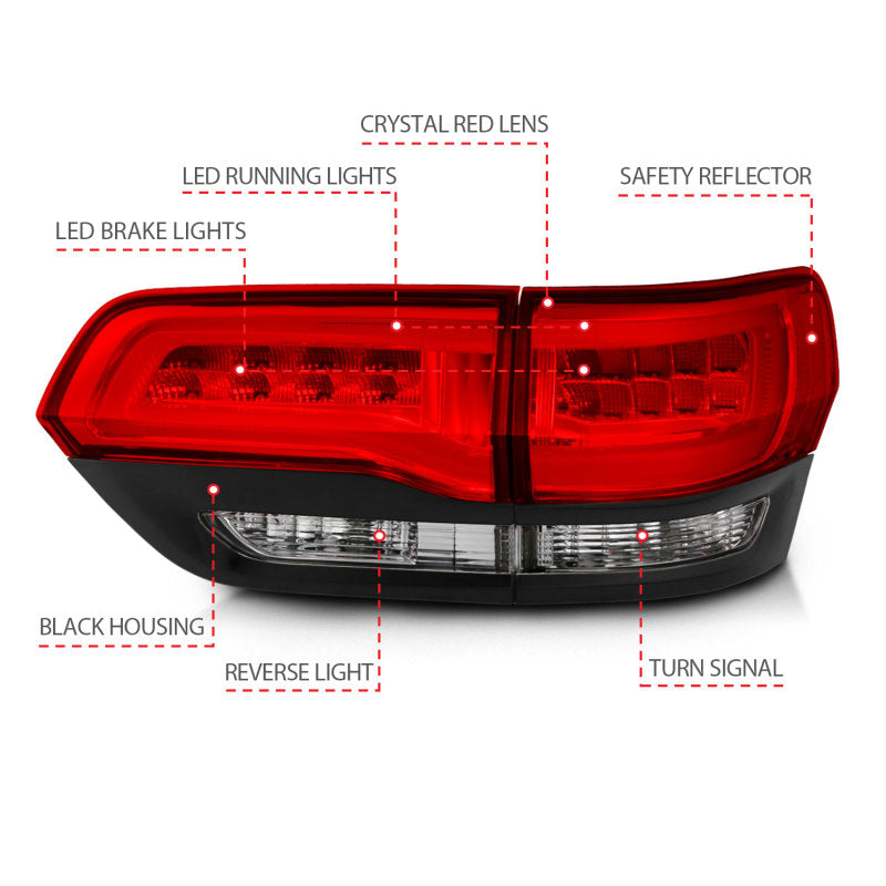 Load image into Gallery viewer, ANZO 2014-2016 Jeep Grand Cherokee LED Taillights Red/Clear
