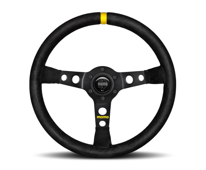 Momo MOD07 Steering Wheel 350 mm -  Black Suede/Black Spokes/1 Stripe