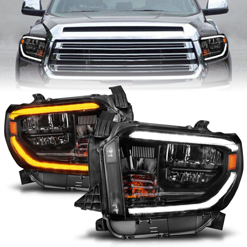 Load image into Gallery viewer, ANZO 14-21 Toyota Tundra (OE Halogen w/LED DRL) LED Crystal Headlights w/ Switchback &amp; DRL - Blk
