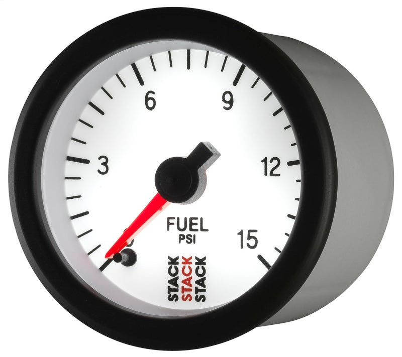 Load image into Gallery viewer, Autometer Stack 52mm 0-15 PSI 1/8in NPTF Male Pro Stepper Motor Fuel Pressure Gauge - White
