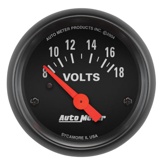 Autometer Z-Series 52mm 8-18 Volts Voltmeter Gauge