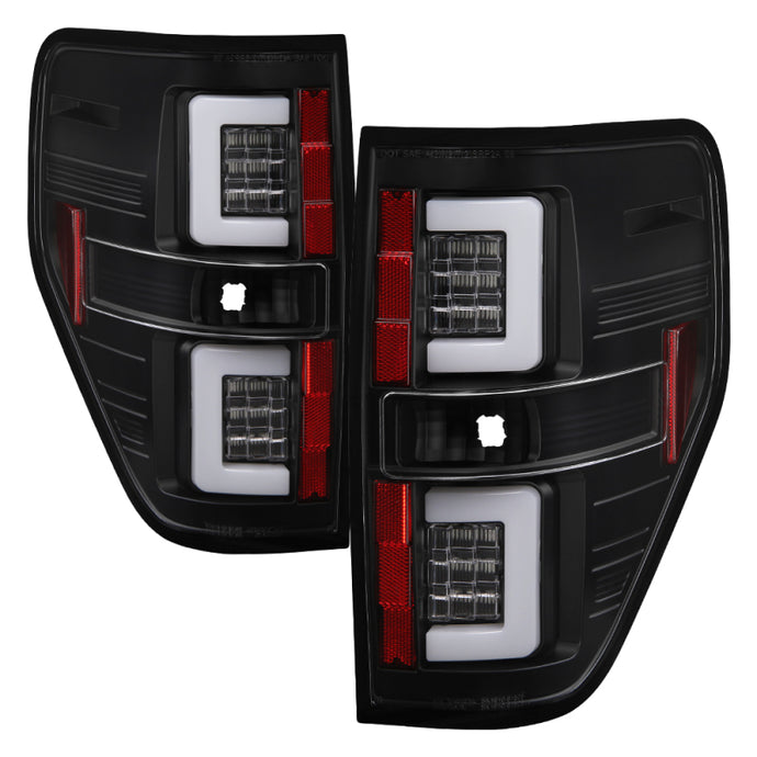 Spyder 09-14 Ford F150 V2 Light Bar LED Tail Lights - Black (ALT-YD-FF15009V2-LBLED-BK)