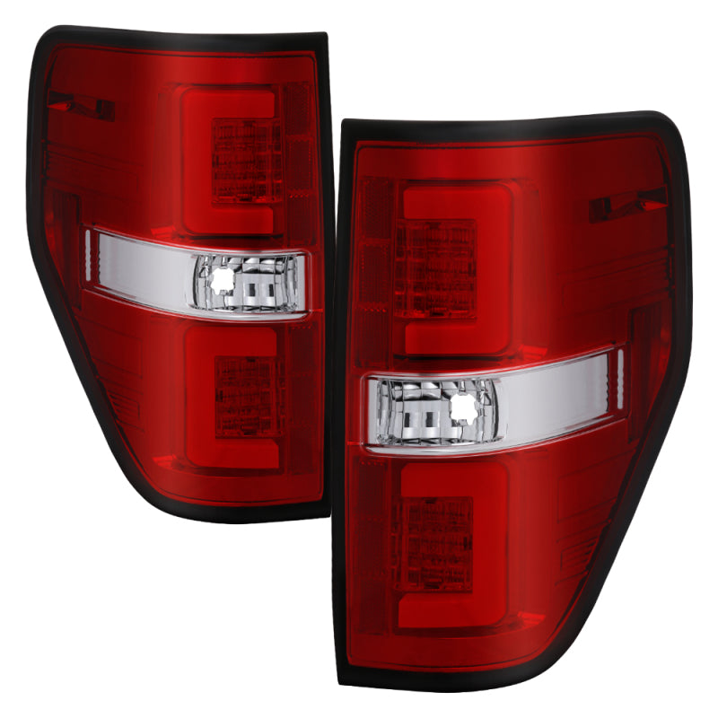 Load image into Gallery viewer, Spyder 09-14 Ford F150 V2 Light Bar LED Tail Lights - Red Clear (ALT-YD-FF15009V2-LBLED-RC)
