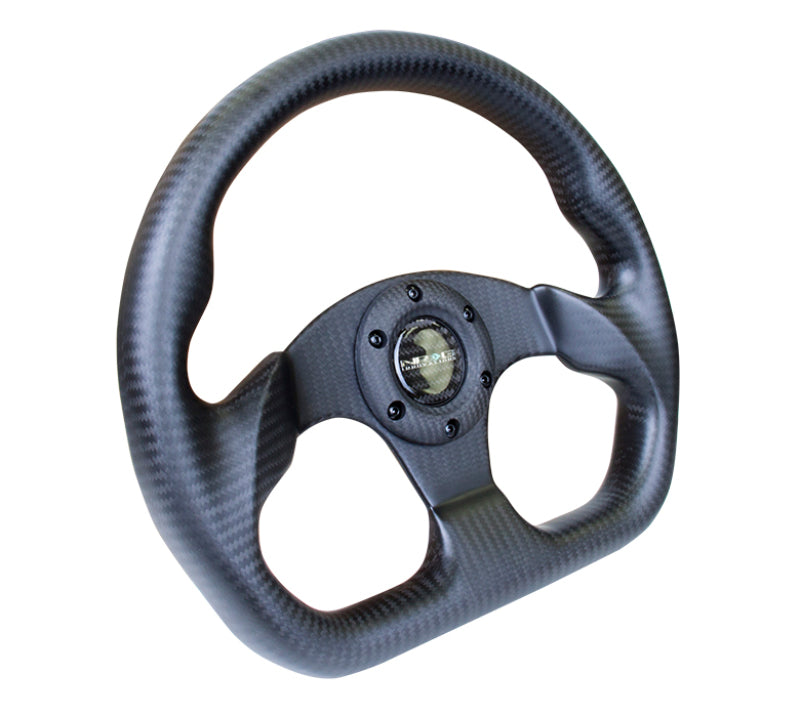 Load image into Gallery viewer, NRG Carbon Fiber Steering Wheel (320mm) Flat Bottom Matte Black Carbon
