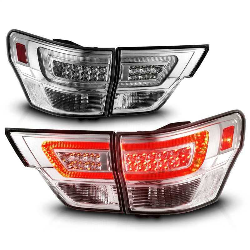 Load image into Gallery viewer, ANZO 11-13 Jeep Grand Cherokee LED Taillights w/ Lightbar Chrome Housing/Clear Lens 4pcs
