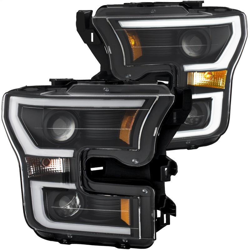 Load image into Gallery viewer, ANZO 2015-2017 Ford F-150 Projector Headlights w/ Plank Style Switchback Black w/ Amber
