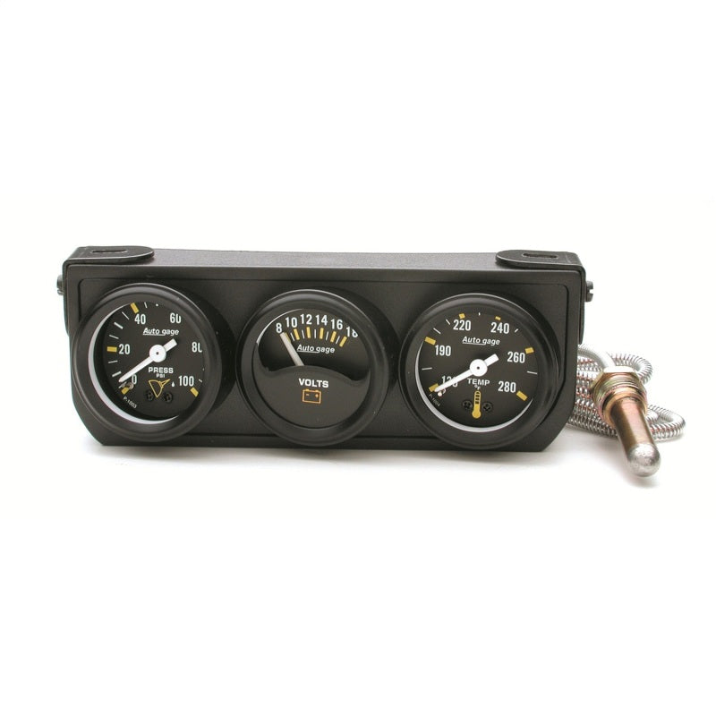 Load image into Gallery viewer, Autometer Auto Gauge Console Oil Pressure / WTMP / Volt. 1.5in 100 psi 280 Deg. 18V Mechanical BK

