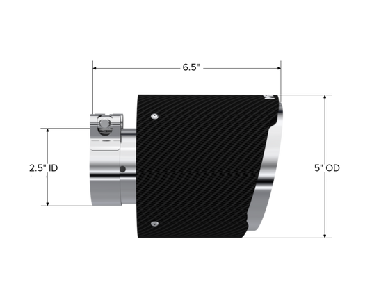 MBRP Universal Carbon Fiber Tip 2.5in ID / 5in OD Out / 6.5in Length Angle Cut Dual Wall