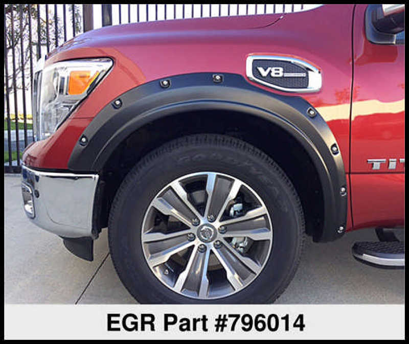 Load image into Gallery viewer, EGR 17-23 Nissan Titan Traditional Bolt-On Look Fender Flareswith Fender Badge Set Of 4
