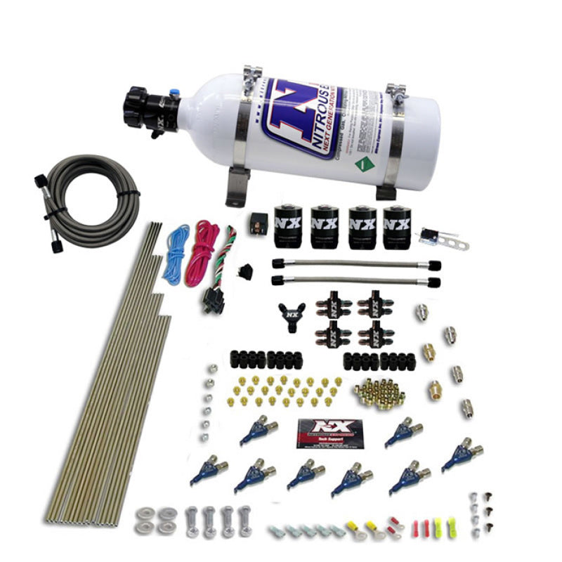 Load image into Gallery viewer, Nitrous Express 8 Cyl Piranha Direct Port 4 Solenoids Nitrous Kit (200-500HP) w/5lb Bottle
