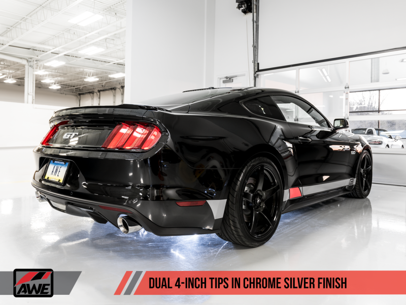 Load image into Gallery viewer, AWE Tuning S550 Mustang GT Cat-Back Exhaust - Track Edition (Chrome Silver Tips)
