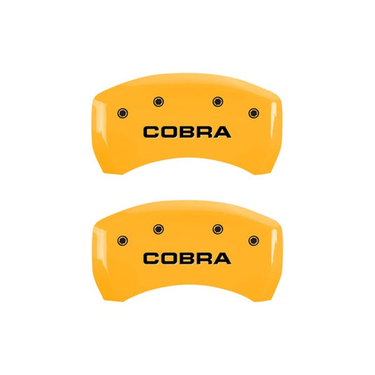 MGP Rear set 2 Caliper Covers Engraved Rear Cobra Yellow finish black ch