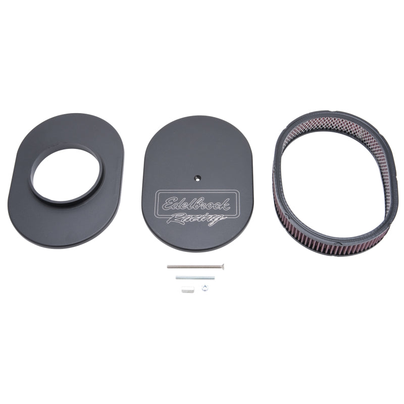 Load image into Gallery viewer, Edelbrock Air Cleaner Victor Series Oval Aluminum Top Cloth Element 11 875In X 8 25In X 3 75In Black
