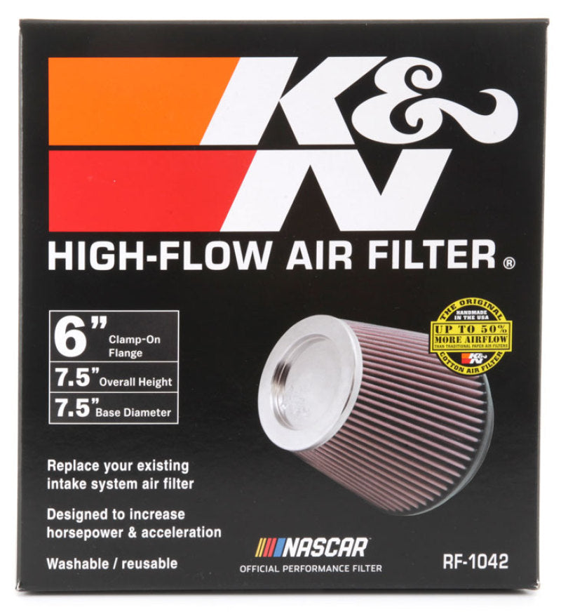 Load image into Gallery viewer, K&amp;N Round Tapered Universal Air Filter 6in Flange ID x 7.5in Base OD x 5in Top OD x 6.5in Height
