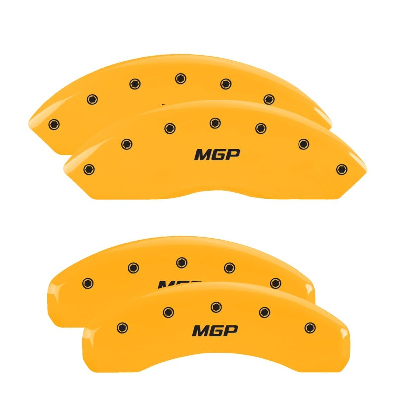 Load image into Gallery viewer, MGP 4 Caliper Covers Engraved Front &amp; Rear MGP Yellow finish black ch
