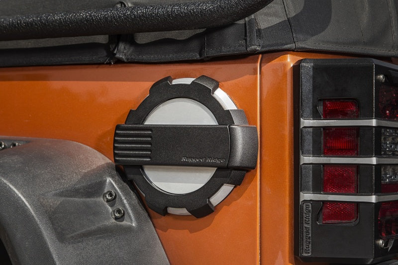 Load image into Gallery viewer, Rugged Ridge Elite Fuel Door Non-Lock Brushed Alum 07-18 Jeep Wrangler JK
