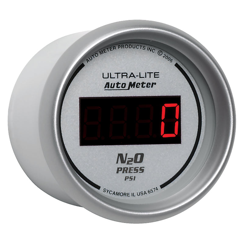 Load image into Gallery viewer, Autometer Ultra-Lite 2-1/16in 1600 PSI Digital Nitrous Pressure Gauge - Silver
