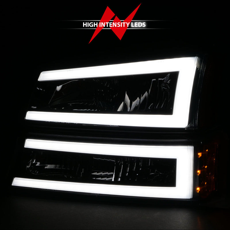 Load image into Gallery viewer, ANZO 2003-2006 Chevrolet Silverado 1500 Crystal Headlights w/ Light Bar Black Housing
