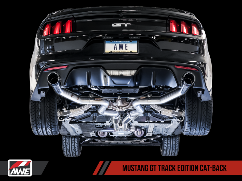 Load image into Gallery viewer, AWE Tuning S550 Mustang GT Cat-Back Exhaust - Track Edition (Chrome Silver Tips)
