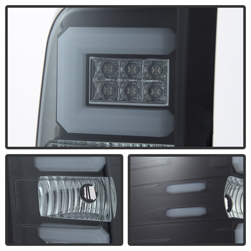 Load image into Gallery viewer, Spyder 14-18 Chevy 1500 / 15-19 GMC 3500 Dually / Bar LED Tail Lights Blk Smke ALT-YD-CS14-LBLED-BSM
