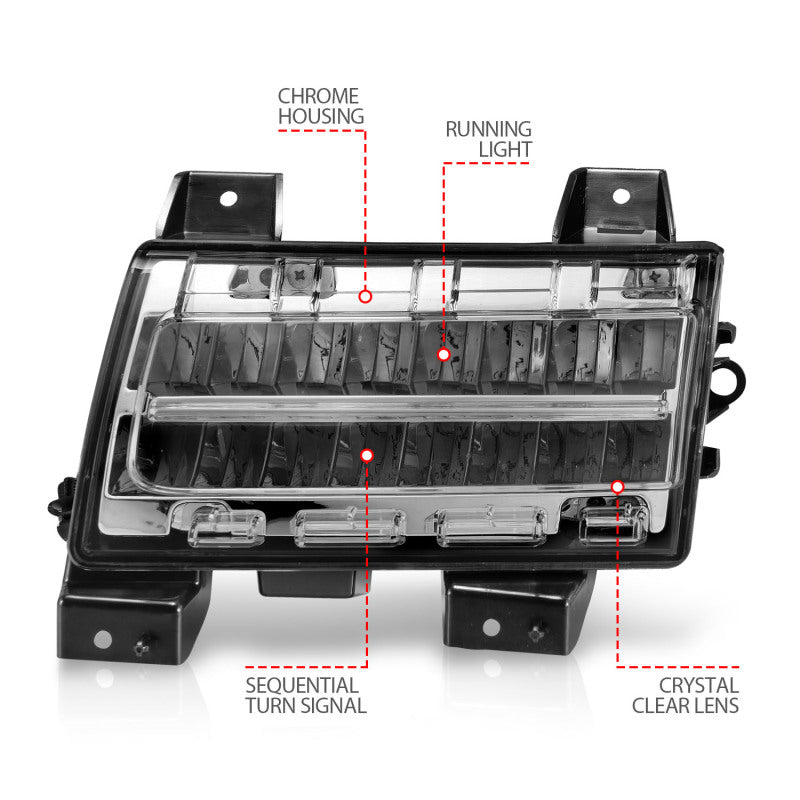 Load image into Gallery viewer, ANZO 2018-2021 Jeep Wrangler LED Side Markers Chrome Housing Clear Lens w/ Sequential Signal

