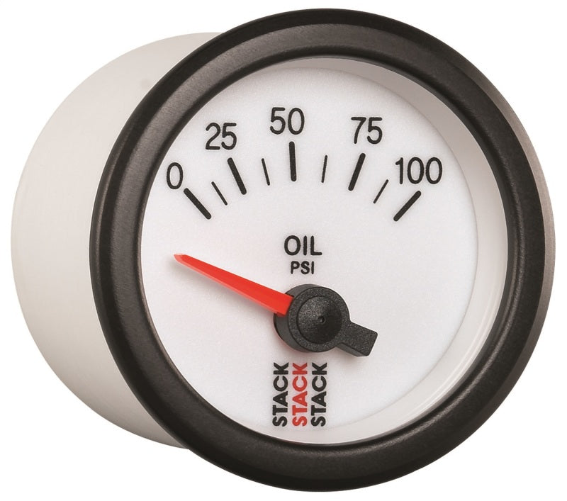 Load image into Gallery viewer, Autometer Stack 52mm 0-100 PSI 1/8in NPTF Electric Oil Pressure Gauge - White
