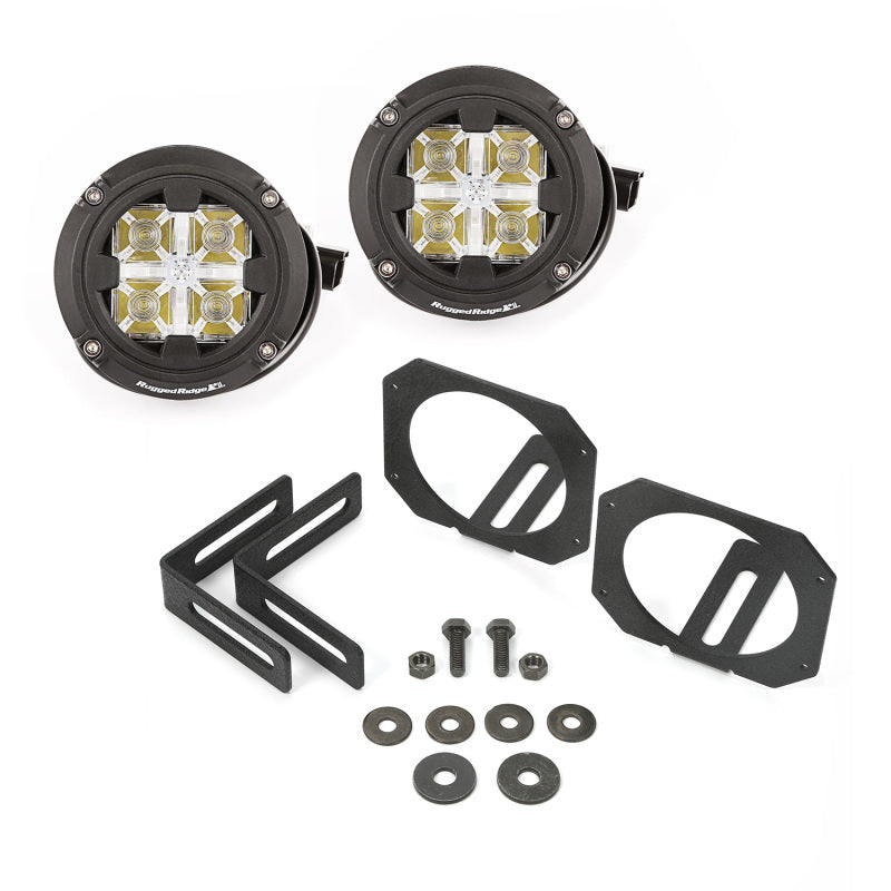 Load image into Gallery viewer, Rugged Ridge 07-18 Jeep Wrangler JK Dual Beam Circular LED Light Kit

