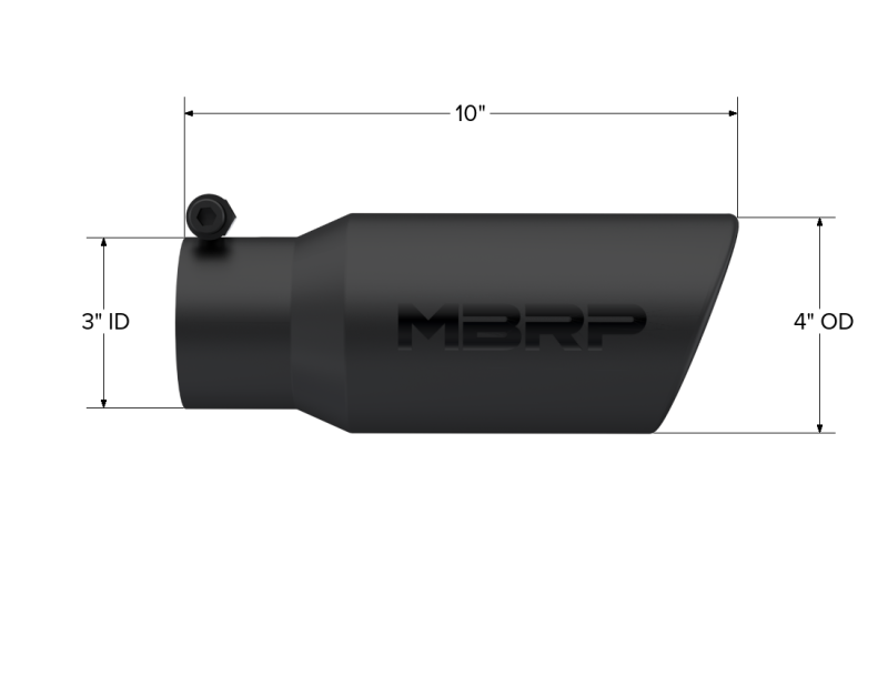 Load image into Gallery viewer, MBRP Universal Tip 4in OD 3in Inlet 10in Length Angled Rolled End Black

