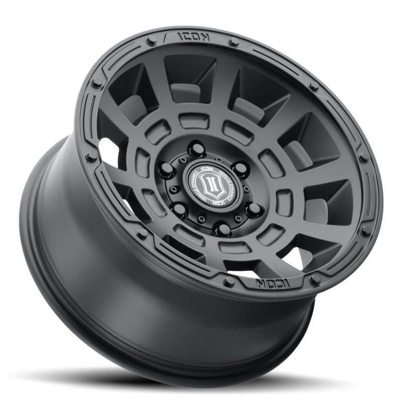 Load image into Gallery viewer, ICON Thrust 17x8.5 5x5 -6mm Offset 4.5in BS Satin Black Wheel
