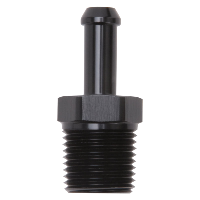 Load image into Gallery viewer, Edelbrock Hose Fittings Straight 1/2In NPT to 3/8In Barb Black Anodize
