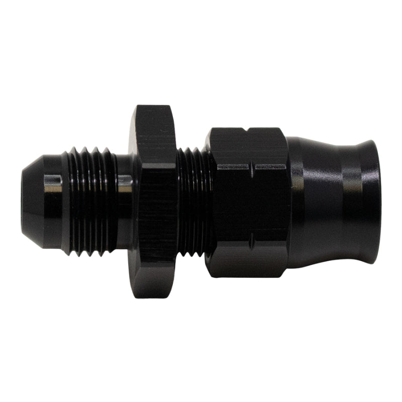 Load image into Gallery viewer, DeatschWerks 6AN Male Flare to 3/8in Hardline Compression Adapter - Anodized Matte Black
