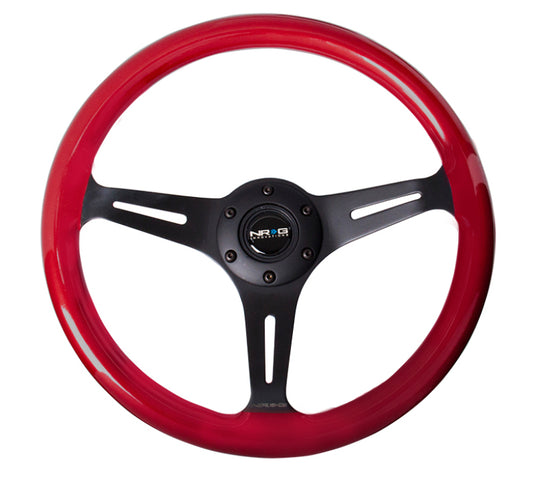 NRG Classic Wood Grain Steering Wheel (350mm) Red Pearl/Flake Paint w/Black 3-Spoke Center