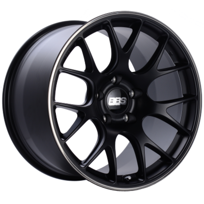 BBS CH-R 19x8 5x114.3 ET38 Satin Black Polished Rim Protector Wheel -82mm PFS/Clip Required