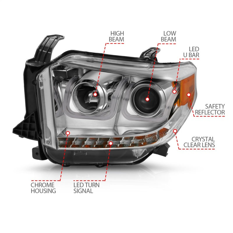 Load image into Gallery viewer, ANZO 2014-2016 Toyota Tundra Projector Headlights w/ U-Bar Chrome
