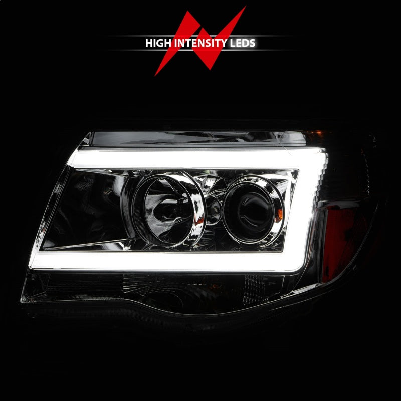 Load image into Gallery viewer, ANZO 2005-2011 Toyota Tacoma Projector Headlights w/ Light Bar Chrome Housing
