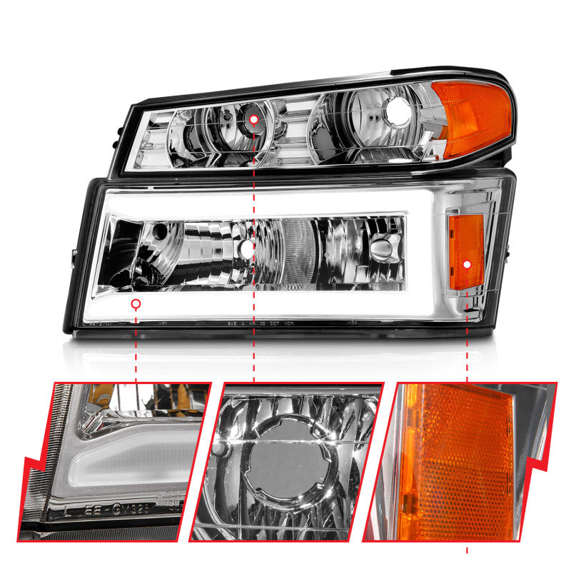 Load image into Gallery viewer, ANZO 04-12 GM Colorado/Canyon/I-Series Crystal Headlights - w/ Light Bar Chrome Housing 4pcs
