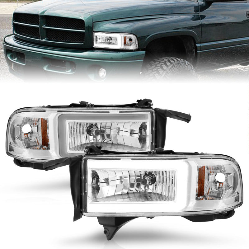 Load image into Gallery viewer, ANZO 94-02 Dodge RAM Crystal Headlight - w/ Light Bar Chrome Housing
