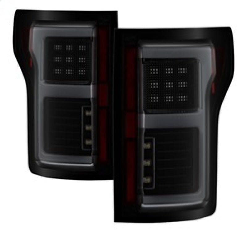 Load image into Gallery viewer, Spyder 15-17 Ford F-150 LED Tail Lights (w/Blind Spot) - Black Smoke (ALT-YD-FF15015BS-LBLED-BSM)
