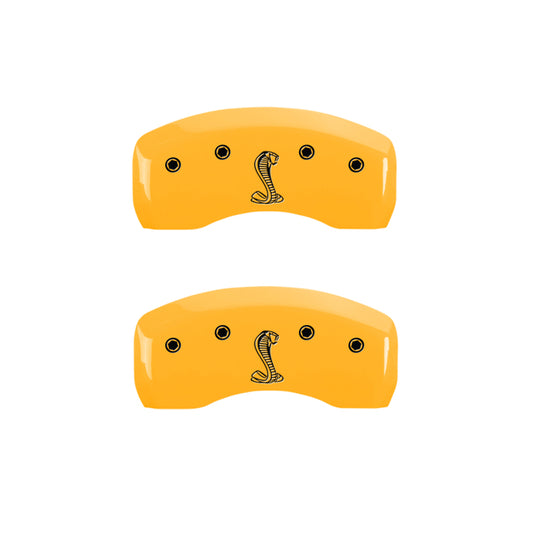 MGP 4 Caliper Covers Engraved Front & Rear Tiffany Snake Yellow Finish Black Char 2004 Ford Mustang