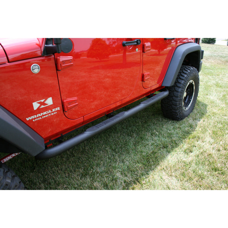 Load image into Gallery viewer, Rugged Ridge 3 In Round Tube Steps Black 07-18 Jeep Wrangler Unlimited JK
