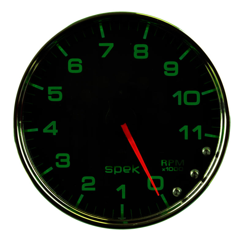 Load image into Gallery viewer, Autometer Spek-Pro Gauge Tachometer 5in 11K Rpm W/Shift Light &amp; Peak Mem Black/Chrome
