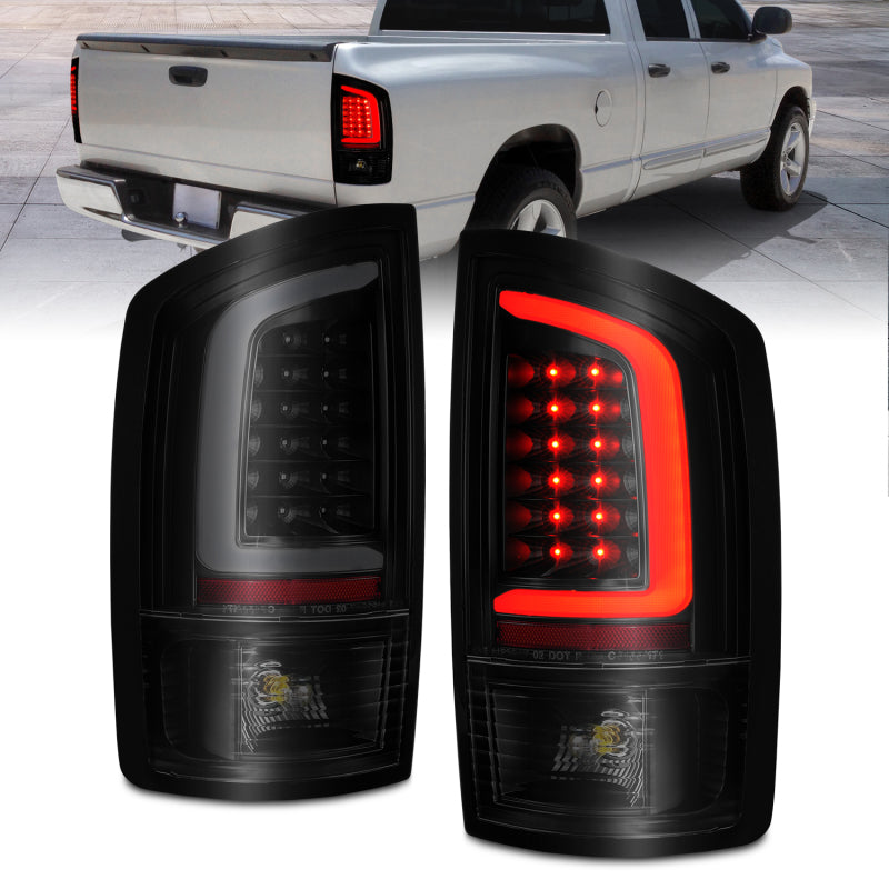 Load image into Gallery viewer, ANZO 2002-2006 Dodge  Ram 1500 LED Tail Lights w/ Light Bar Black Housing Smoke Lens
