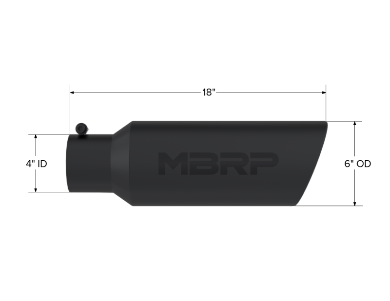 Load image into Gallery viewer, MBRP Universal Tip 6in OD Rolled End 4in Inlet 18in L Black Coated Exhaust Tip
