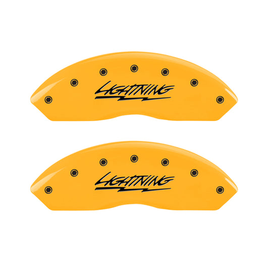 MGP 4 Caliper Covers Engraved Front & Rear Lightning Yellow Finish Black Char 2000 Ford F-150